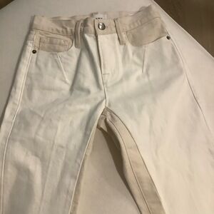 Frame Denim Jeans Womens Size 23 Tan White Colorblock Fray Hem Two Toned